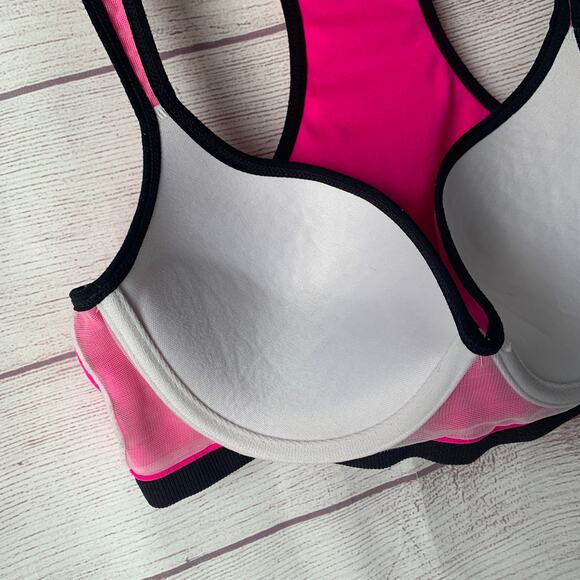 Retro Urbanology Pink and Black Sports Bra Underwire Racerback Size 36/38 B/C - Picture 11 of 15